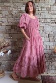 Nonni Gingham Darling Dress Sangria